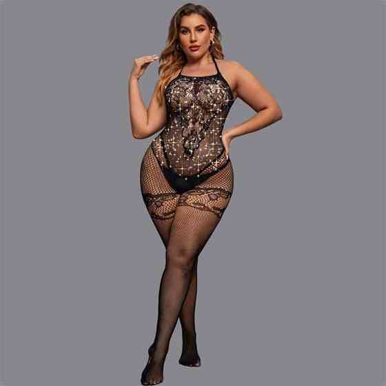 Спокусливий бодистокінг зі стразами та відкритим доступом L-XXL — Еротична білизна Вінниця