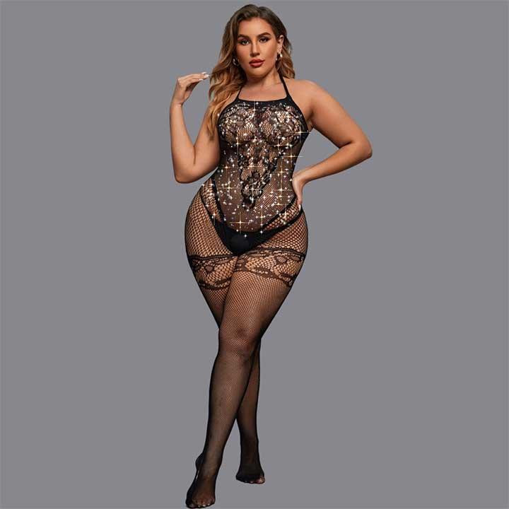 Соблазнительный бодистокинг со стразами и открытым доступом L-XXL– Эротическое бельё Винница - изображение 1