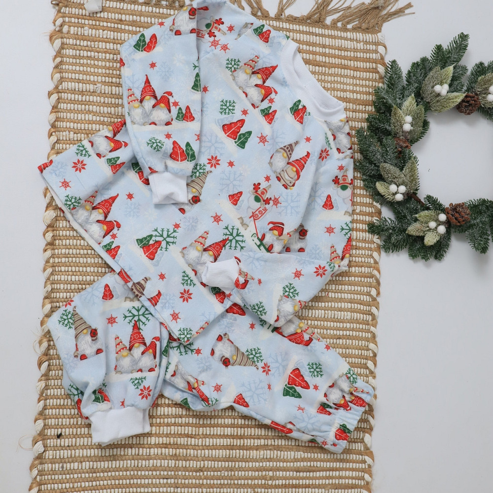 Хлопковая новогодняя детская пижама с гномами (свитшот + штаны) Каменец-Подольский - изображение 6