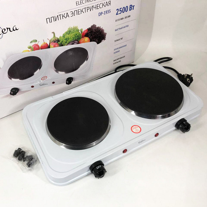 Плита кухонна переносна Suntera DP-1935B, 2500W белая, Настільна RD-603 електроплита зручна Київ - фото 4