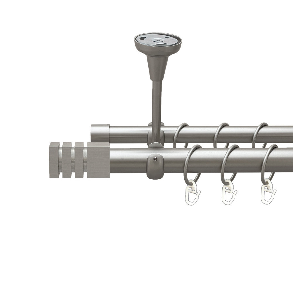Карниз Orvit Акорда металевий дворядний відкритий до стелі гладка труба кільце металеве Сатин 25\19 мм 160 см Львов - изображение 1