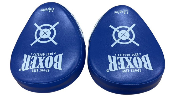 Лапи боксерські ергономічні (гнуті) BOXER NEW 2013-N1, шкірзам Вишнёвое - изображение 4
