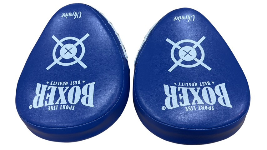 Лапи боксерські ергономічні (гнуті) BOXER NEW 2013-N1,  шкірзам Вишневе - фото 4