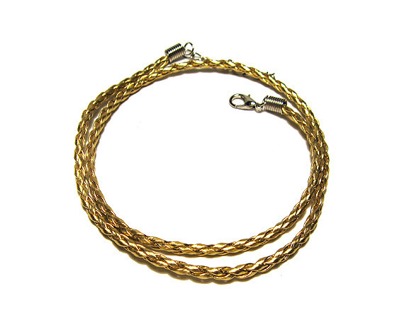 Шнурок шкіряний золотистий плетіння Київ - фото 1