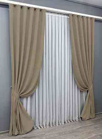 Комплект готовых штор VR-Textil Микровелюр Petek YL № 1804ш Капучино 150х295 см 2 шт (33-0778) Киев