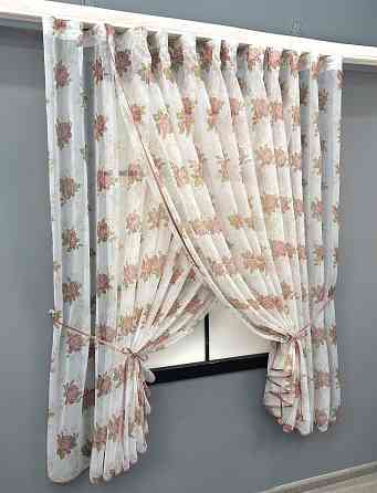 Кухонные шторки VR-Textil № 101к с подвязками Белый с пудровым 320х170 см (52-1212) Киев