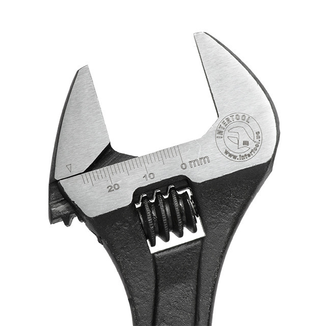 Розвідний ключ 200 мм INTERTOOL XT-0058, Cr-V, чорний - Інструмент, що працює на результат Львів - фото 3