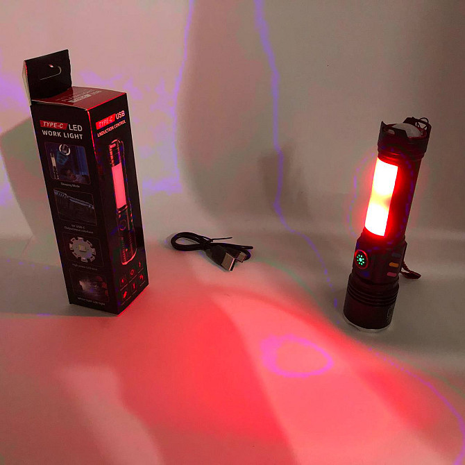 Портативный LED фонарь на батарее, Яркий светодиодный мощный фонарь, Тактические фонари с зумом VC-42 Львов - изображение 1