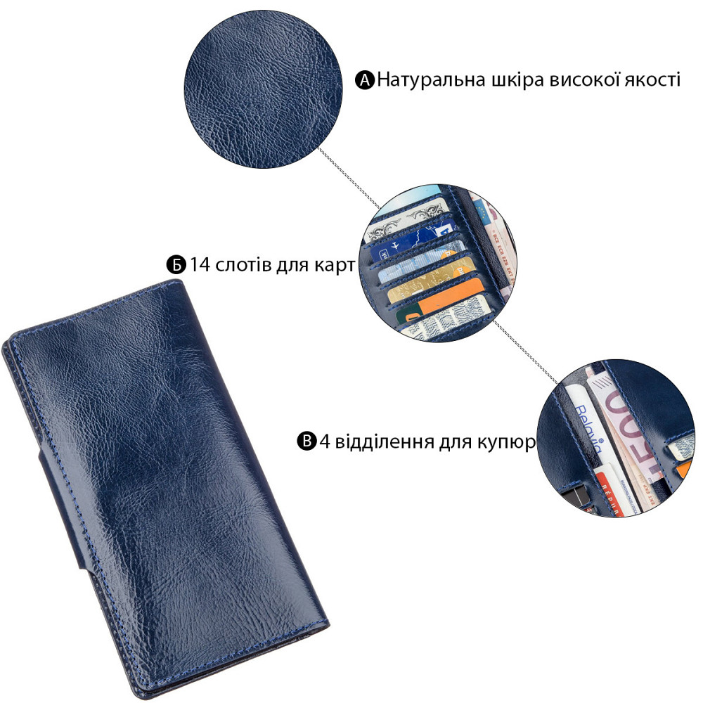 Бумажник унисекс из кожи алькор на кнопках Синий (SHVIGEL) Киев - изображение 3