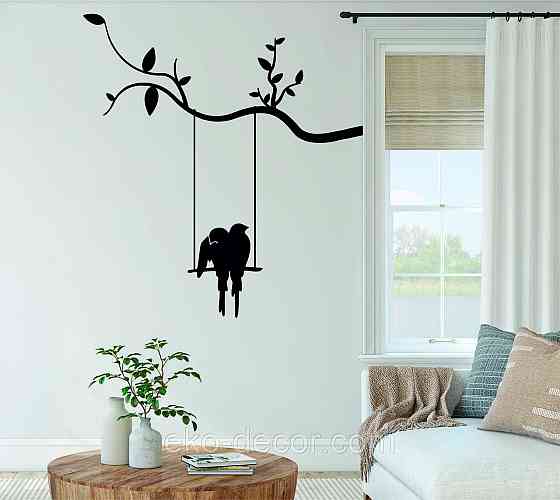 Декоративное настенное Панно «Птички на качеле», Декор на стену 70*64 см, Черный Киев