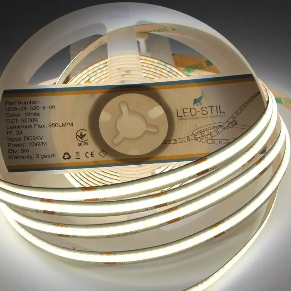 LED-STIL Світлодіодна стрічка LED-STIL 5000K 10 Вт/м COB 320 діодів IP33 24 Вольта 1000 Lm нейт Коломыя - изображение 7