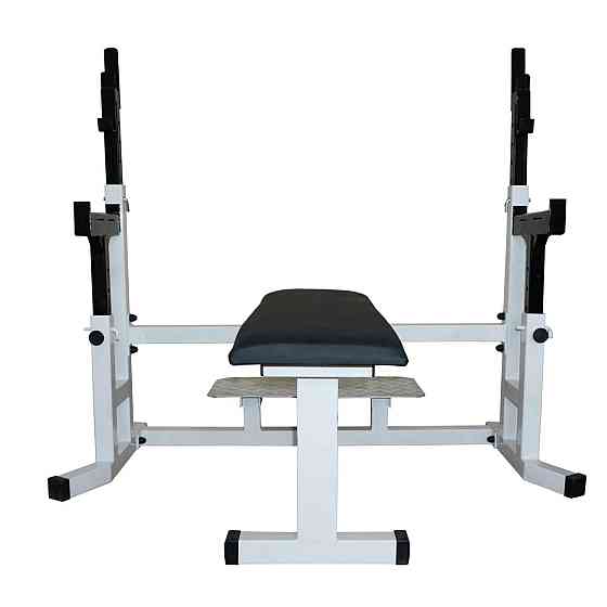 Скамейка горизонтальная профессиональная для жима со страховкой и платформой 60 на 60 мм. Киев