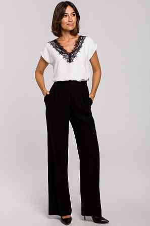 Жіноча блузка з вирізом та мереживом "Brenda" оптом | Батал Білий, 50-52 Київ