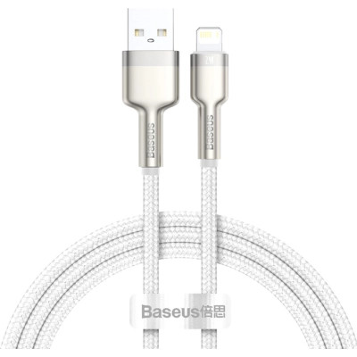 Дата кабель USB 2.0 AM to Lightning 1.0m Cafule Series Metal 2.4A White Baseus (CALJK-A02) Вінниця - фото 1