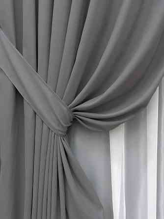 Комплект готових штор VR-Textil Мікровелюр Petek № 1485ш Сірий 200х290 см 2 шт (32-509) Київ