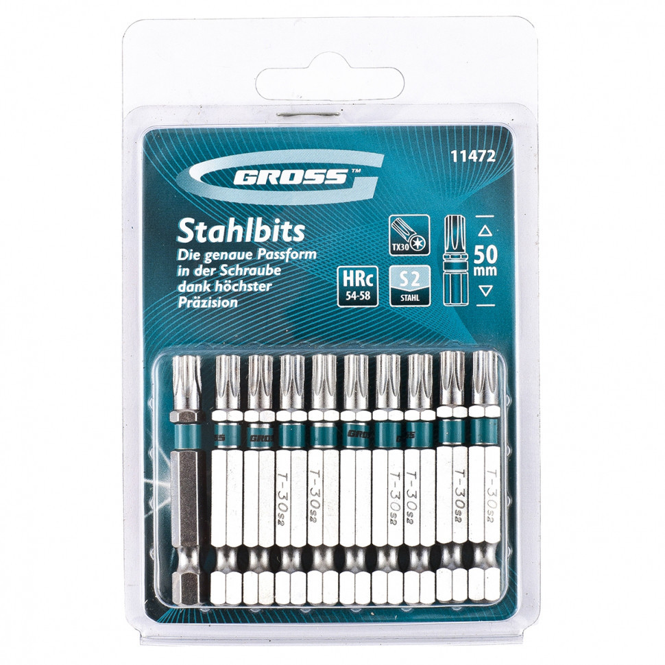 Набір біт TORX 30х50, сталь S2, 10 шт GROSS Полтава - фото 1