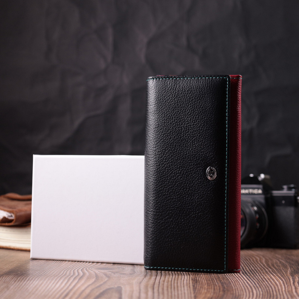 Вместительный кошелек для прекрасных женщин из натуральной кожи ST Leather 22517 Разноцветный Киев - изображение 8