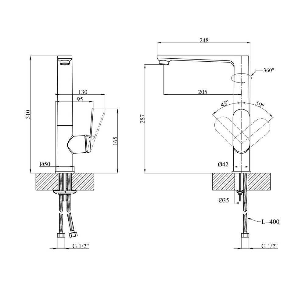 Змішувач для кухні Kroner Element 211512A-0101 Київ - фото 2