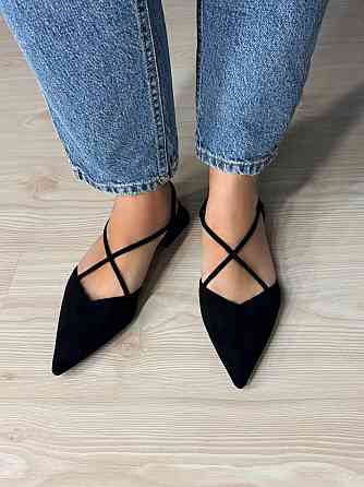 Туфли женские Meideli 2806-1 slingback лодочки с перекрестными ремешками черные, 36, 23,5 см Киев