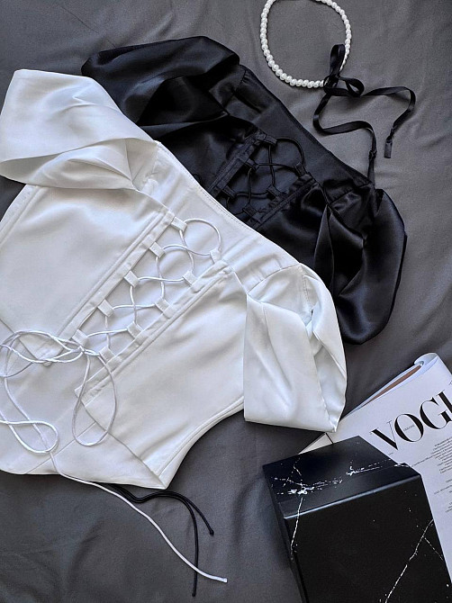 Жіночий класичний романтичний корсет, щільний атлас на підкладці. Молочний, 44 Одеса - фото 2