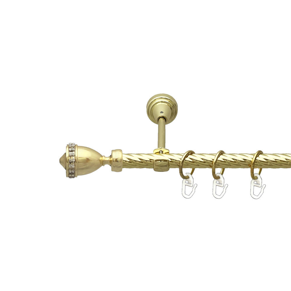 Карниз Orvit Етернія металевий однорядний відкритий скручена труба кільце металеве Золото 16 мм 240 см (00-00024770) Львів - фото 1