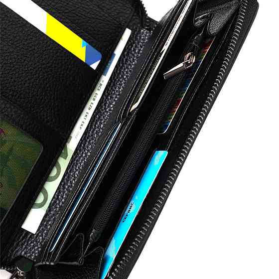 Місткий чоловічий клатч з одним відділенням з натуральної шкіри BOND 22029 Чорний Київ