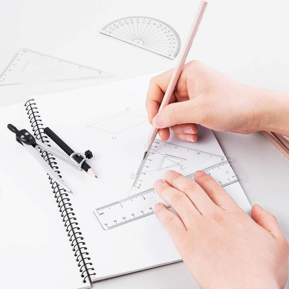 Набор для математики 10 предметов: металлический циркуль, линейка, транспортир, угольник, точилка, резинка в Киев - изображение 4