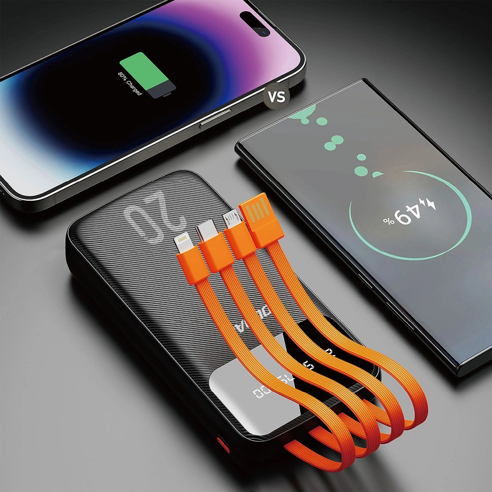 УМБ Dudao 20000mAh K6Pro+ 10W USB-A,USB-C In/Out,with USB-C/Lightning/MicroUSB/USB-A  cables Black Винница - изображение 3