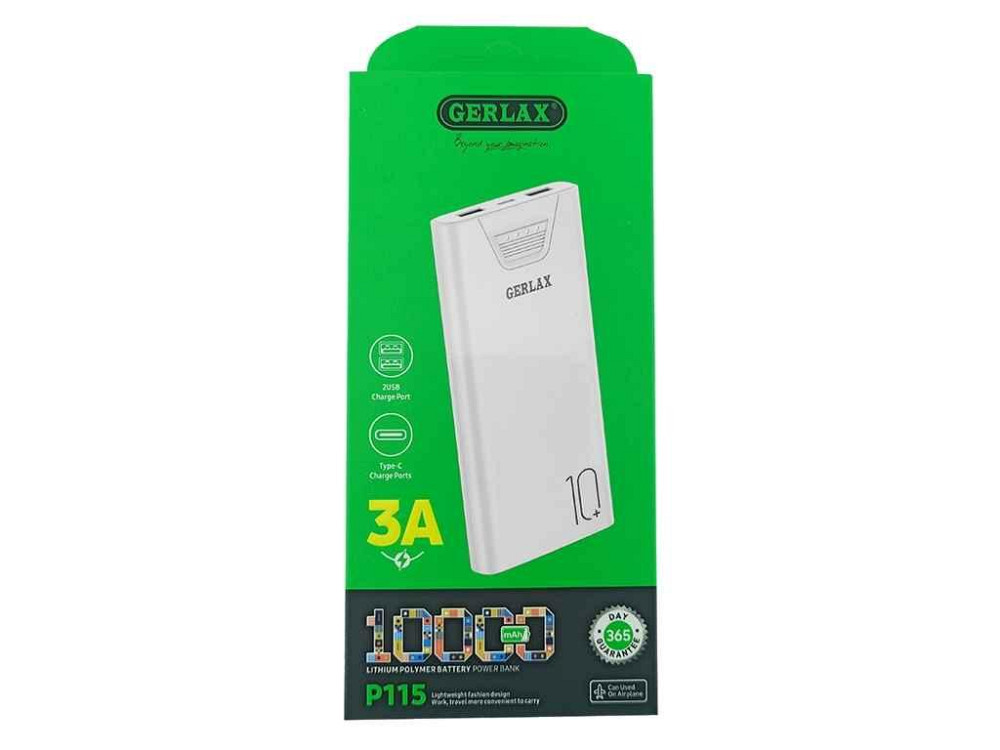Power Bank 10000mAh P115 белый ТМ Gerlax Киев - изображение 1