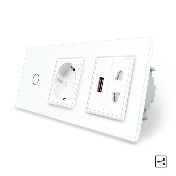 LIVOLO Сенсорний прохідний/перехресний вимикач 1 сенсор 1 розетка 1 USB 1 розетка універсальна Киев