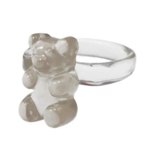 Кольцо для детей с мишкой прозрачное - окружность 4,5см (не регулируется), пластик Киев - изображение 1