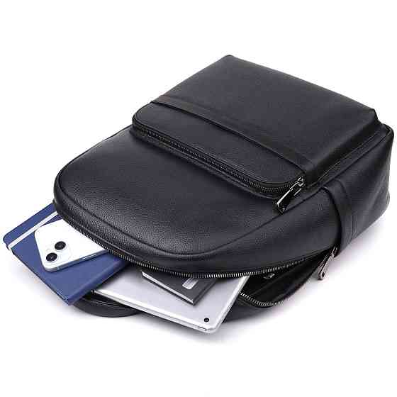 Вместительный рюкзак для мужчин из натуральной кожи Vintage 23045 Черный Киев