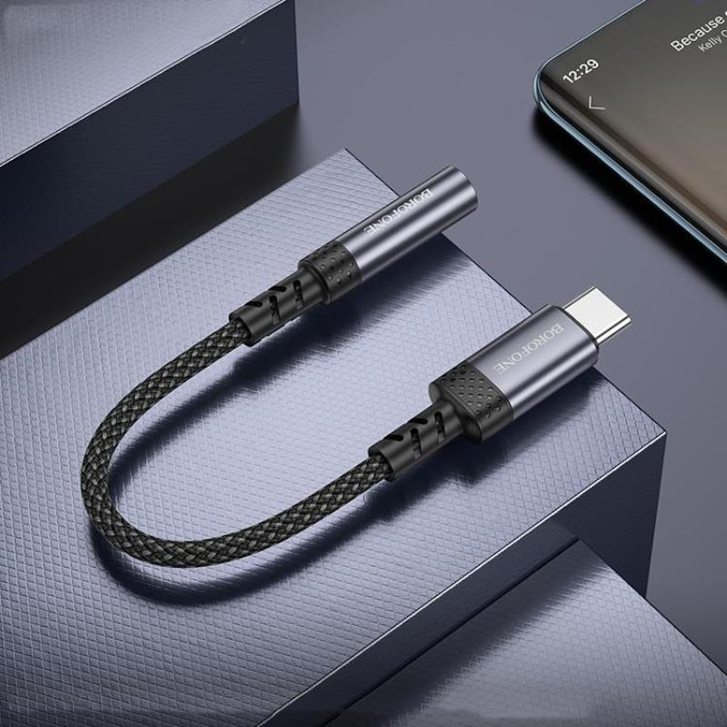 Перехідник BOROFONE BV24 Graceful digital audio converter cable Type-C to 3.5mm Metal Grey Київ - фото 7