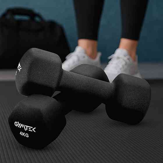 Гантелі для фітнесу неопренові Gymtek Hex 2х4кг чорний Київ