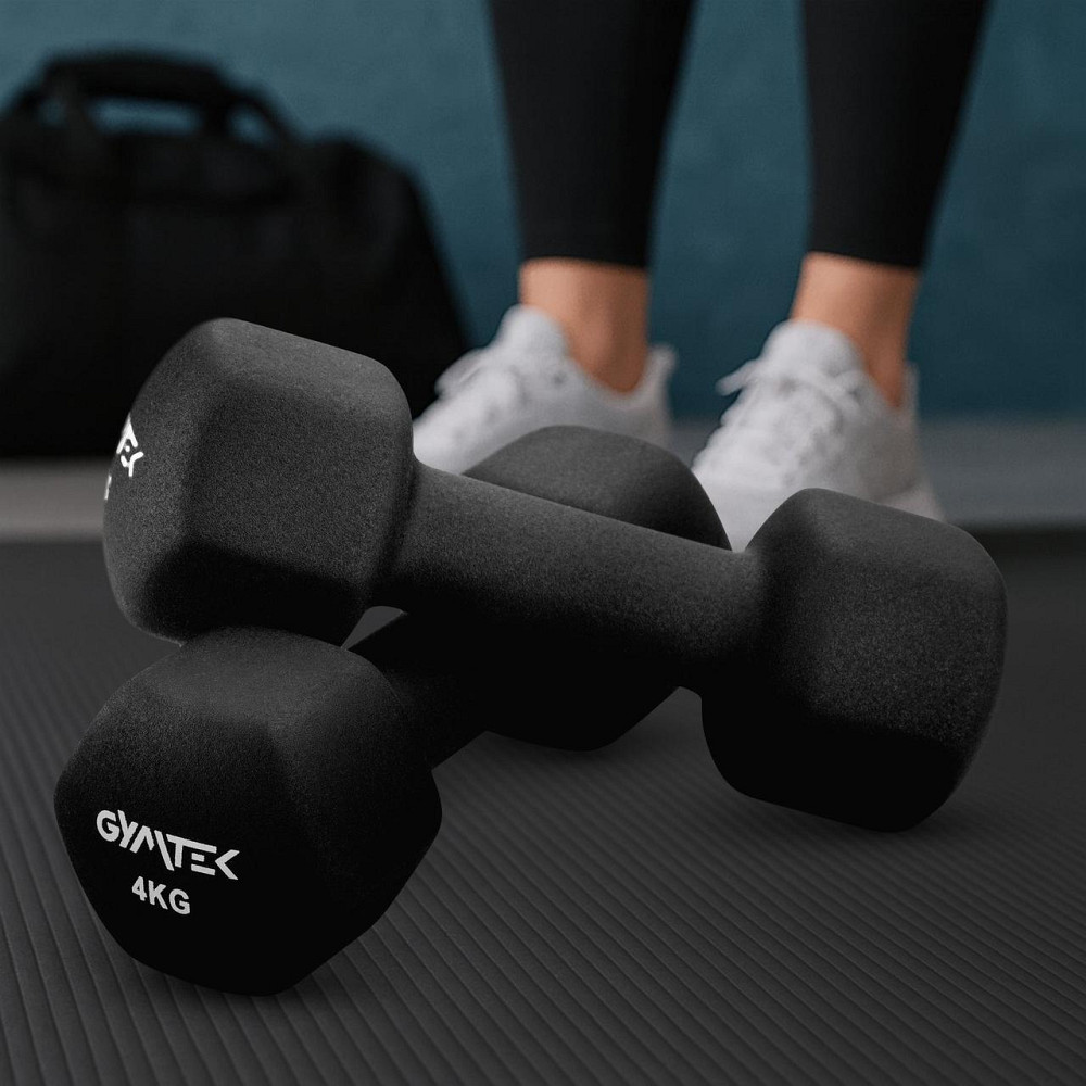 Гантелі для фітнесу неопренові Gymtek Hex 2х4кг чорний Київ - фото 4