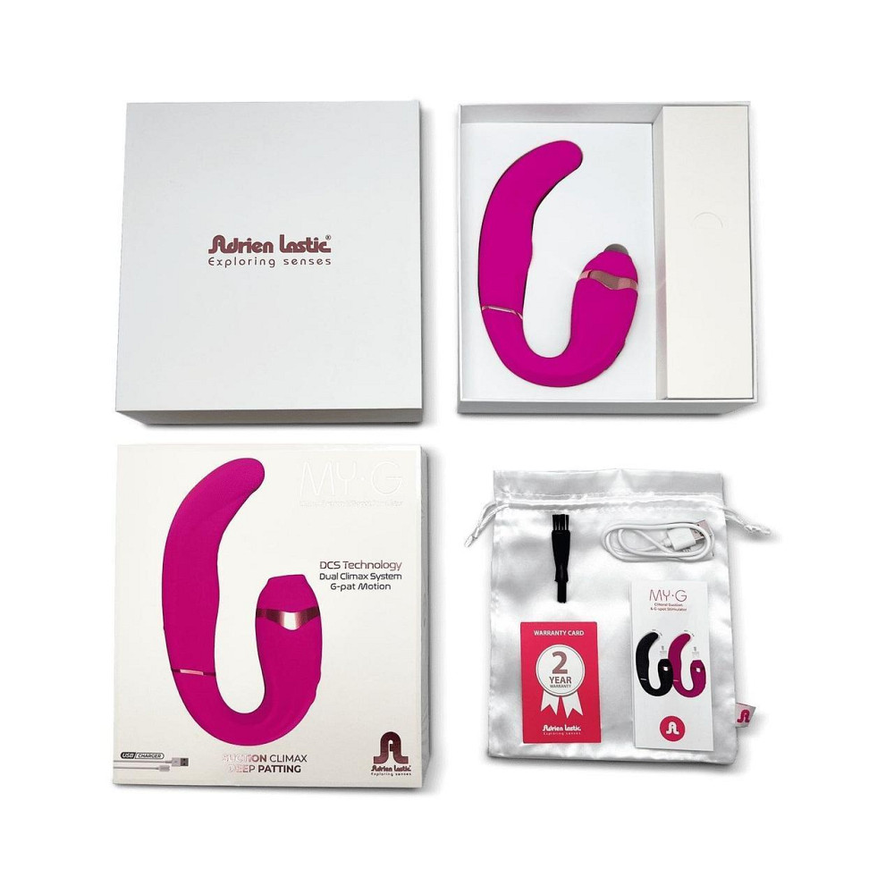 Подвійний вібратор з вакуумною стимуляцією Adrien Lastic My G PINK Sex Aura Київ - фото 7