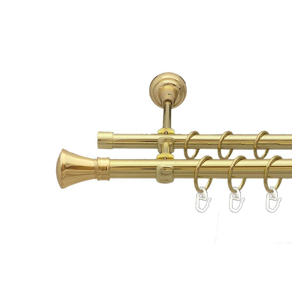 Карниз Orvit Люксор металевий дворядний відкритий гладка труба кільце металеве Золото 19\16 мм 160 см (00-00013022) Львів - фото 1