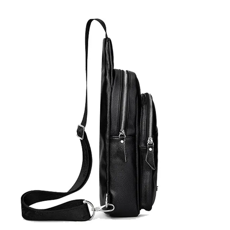 Сумка слинг мужская через плечо 17х32х8, бананка из натуральной кожи TIDING BAG A25F-515-1A черная Киев - изображение 7