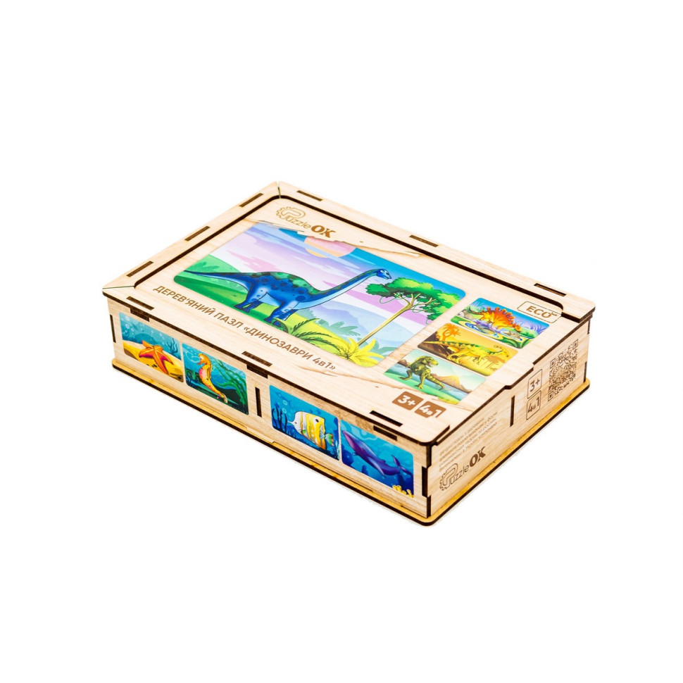 Деревянный детский пазл 4в1 