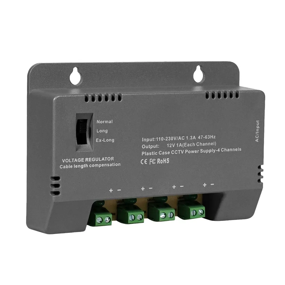 Блок живлення Kraft KRF-1204B (4CH) 60W, 4 канали навантаження, 12V/1A на 1 канал, з регулятором напруги для компенсації довжини Київ - фото 3