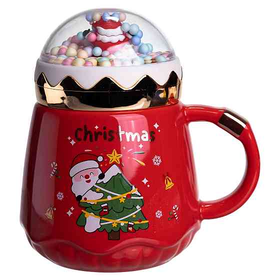 Yiwu Чашка порцелянова з кришкою Christmas 400 (мл) Червона Yiwu FM-CS-41D Коломия