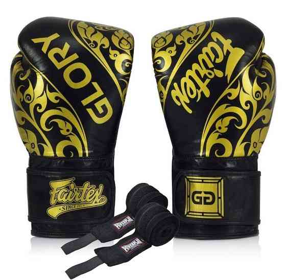 Боксерські рукавиці Fairtex BGVG2 Velcro Black 16 унцій (бинти в комплекті) Каменское