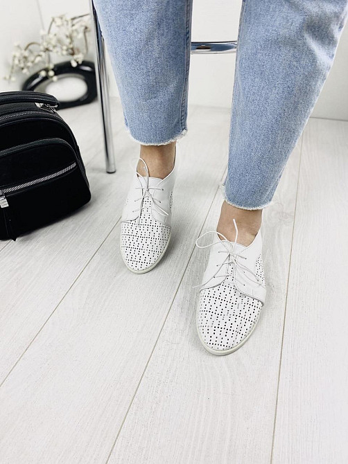 BOGATKO Мокасини жіночі з перфорацією білі з натуральної шкіри весна - літо BOGATKO 111 р. 38 Коломия - фото 3