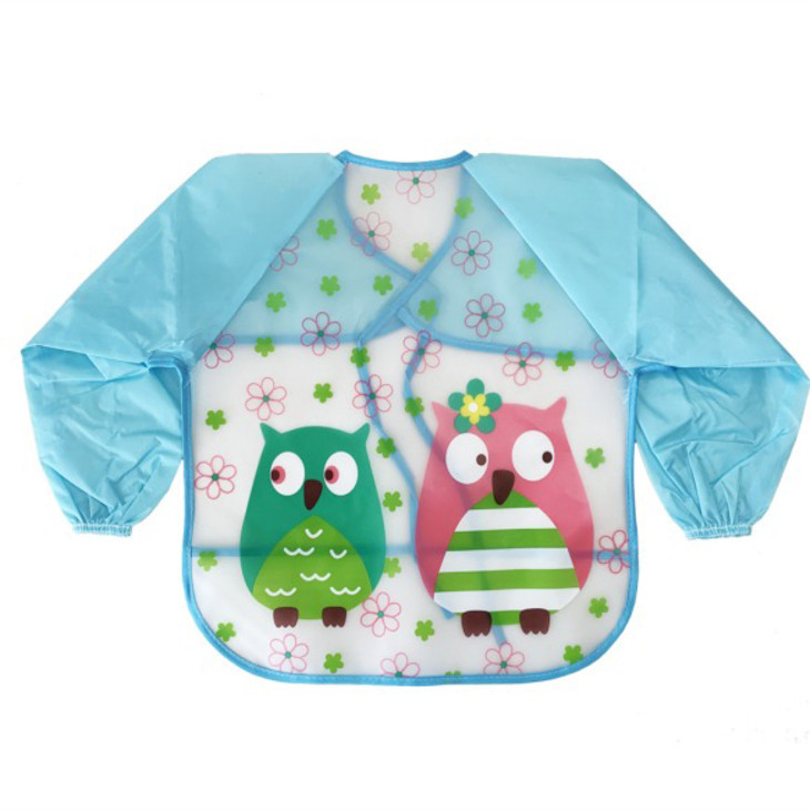 Слинявчик з рукавами "Сови" MGZ-0610-4 блакитний, клейончатий, на зав`язках Вінниця - фото 1