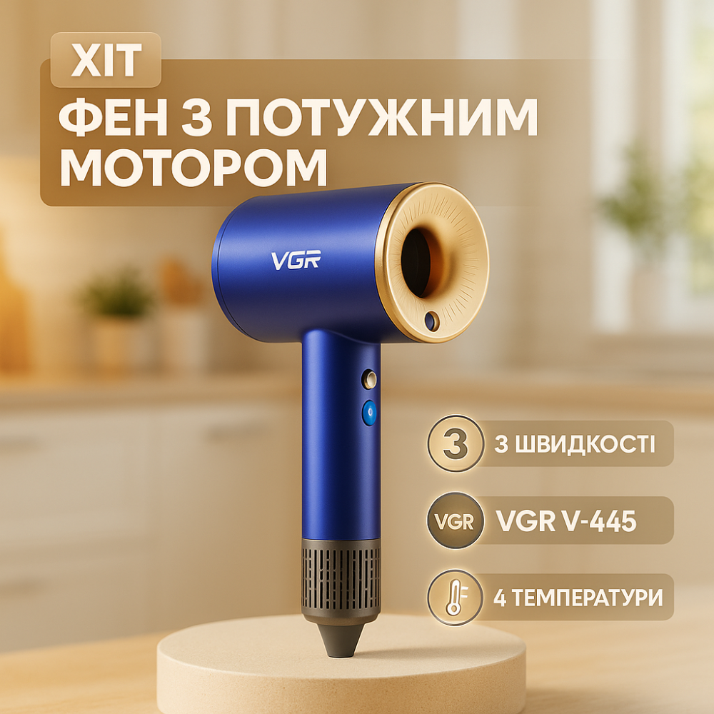 Фен для дома и путешествий VGR V-445, Профессиональный фен оригинал для эффективной укладки волос YX-95 Львов - изображение 15