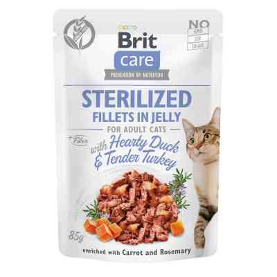 Влажный корм для кошек Brit Care Cat pouch для стерилизованных 85 г (утка и индейка в желе) (8595602540549) Винница