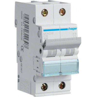 Автоматичний вимикач Hager 2-п. C 16A (6kA) 2M (A) (MCN216) Вінниця - фото 1