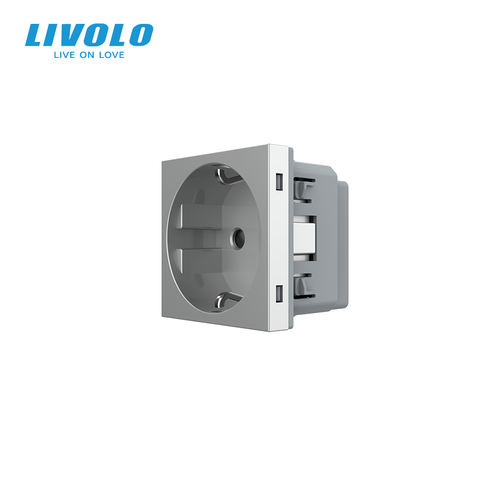 LIVOLO Електрична розетка LIVOLO, сіра, 16А 250В, з заземленням і захисними шторками, модуль бе Коломия - фото 3
