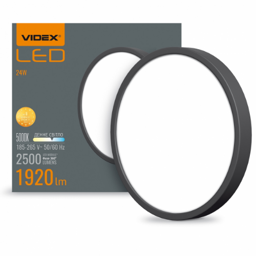 LED Світильник накладний круглий 24W 5000К 220V чорний VL-DLRS-245B Videx Житомир