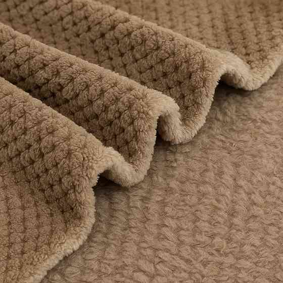 Плед-покрывало теплое фланелевое бархатное одеяло утепленное для дивана или кровати 200х230 см,коричневый Каменец-Подольский